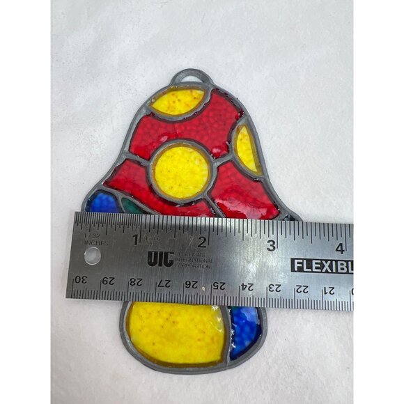 Faux Stained Glass Mushroom Suncatcher 4.5" Groovy Multi Color - Picture 5 of 5